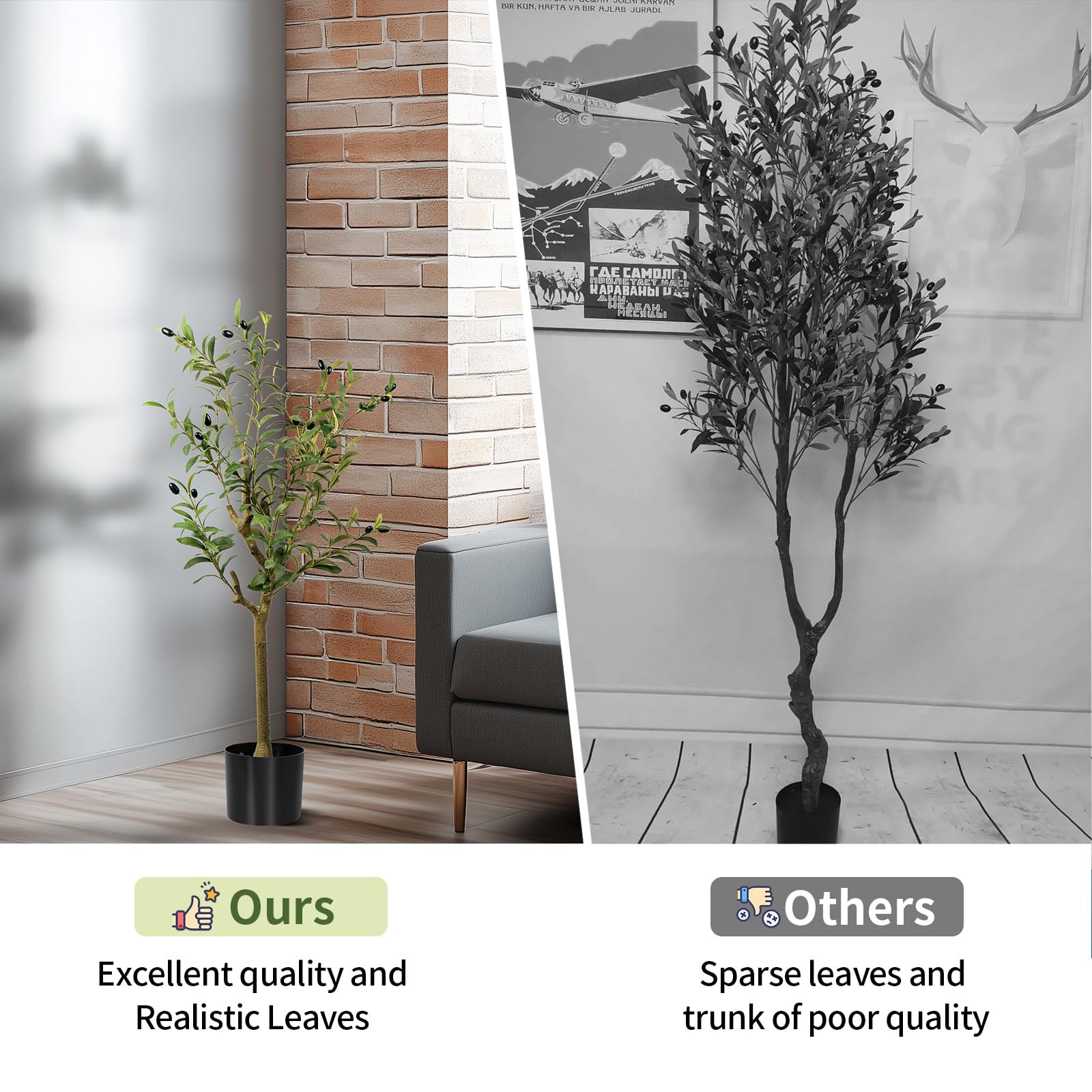 Factory Wholesale 3FT Artificial Olive Tree, Indoor Faux Olive Tree Fake Potted Silk Olive Tree Plants with Lifelike Fruits & Leaves - Image 7