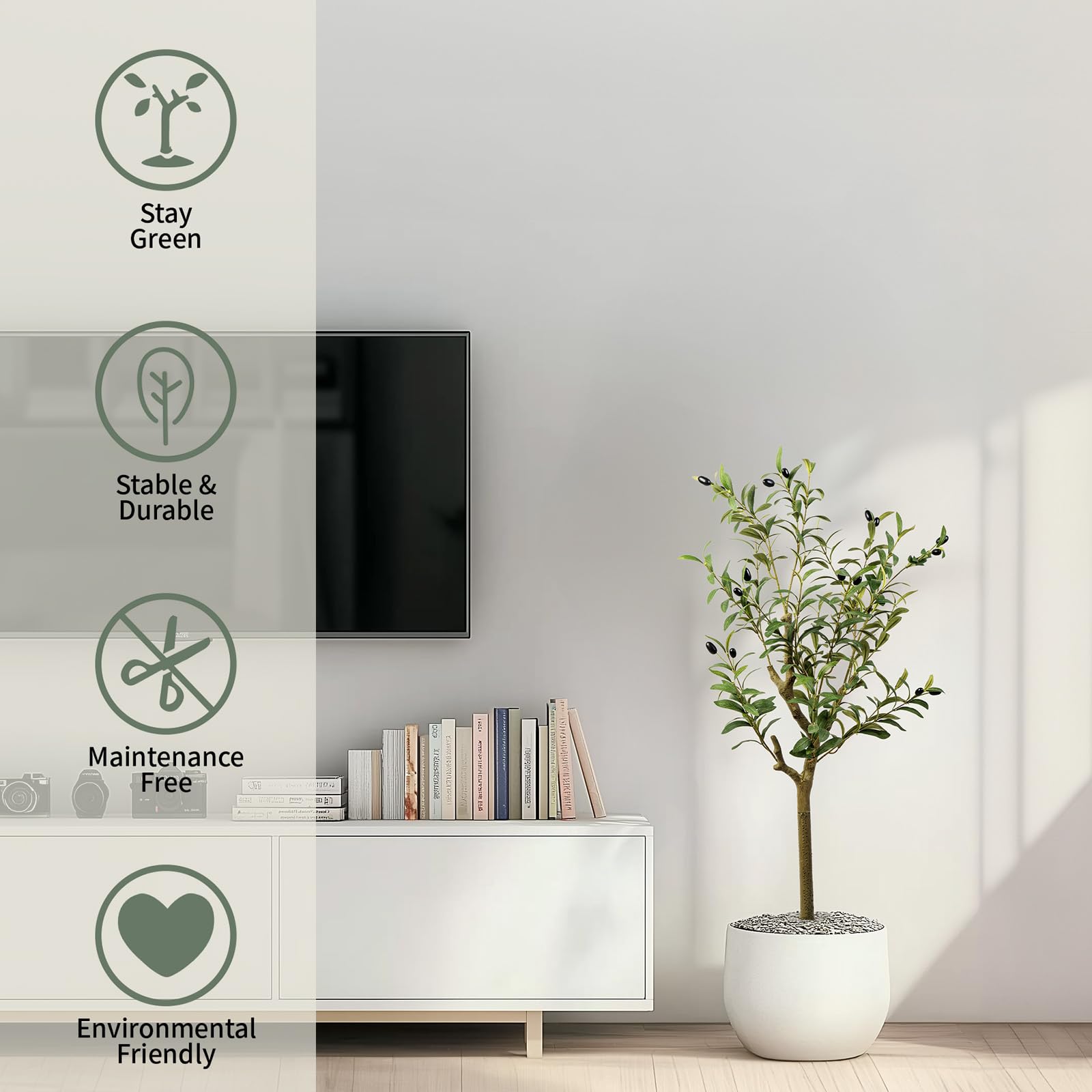 Factory Wholesale 3FT Artificial Olive Tree, Indoor Faux Olive Tree Fake Potted Silk Olive Tree Plants with Lifelike Fruits & Leaves - Image 4
