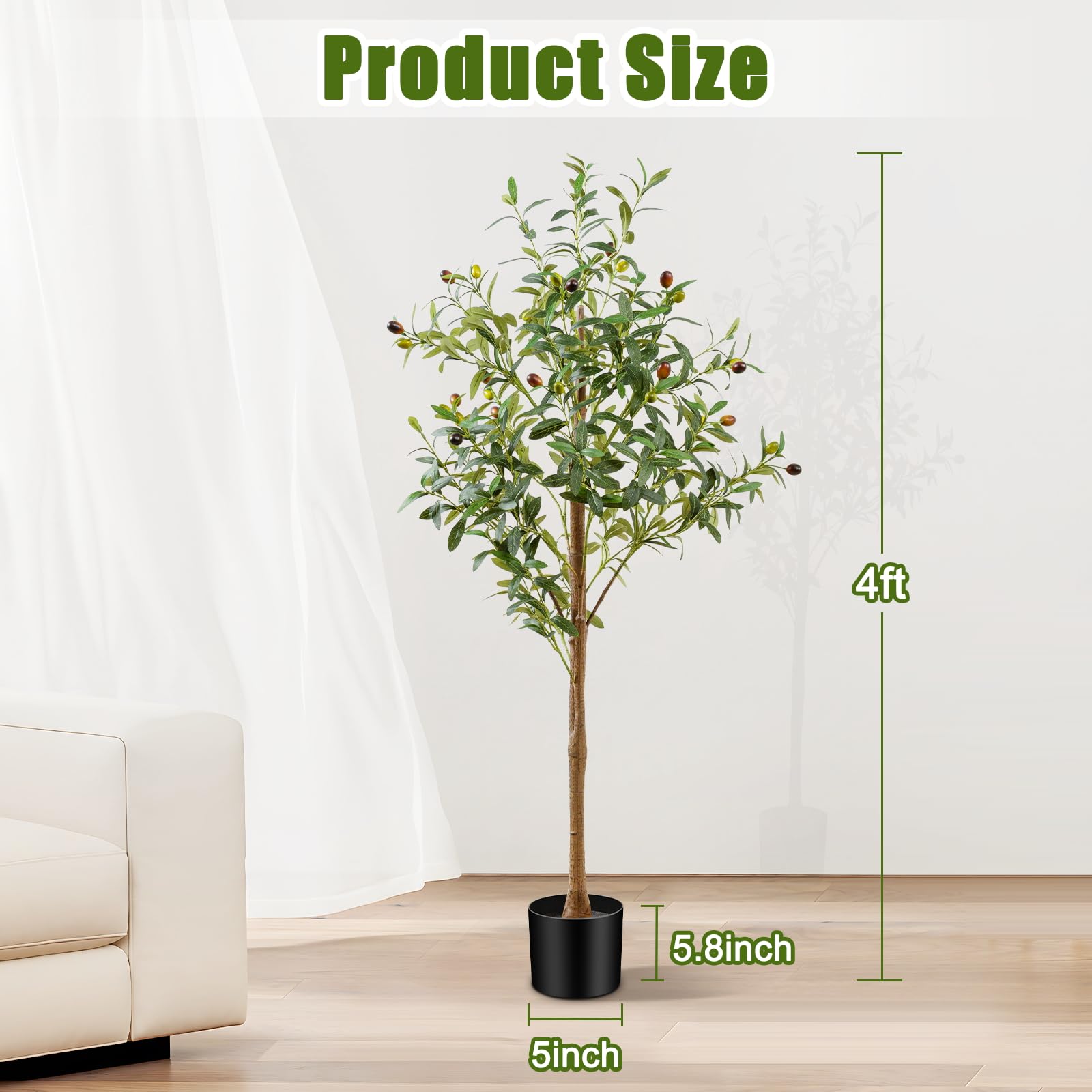 Factory Wholesale 4FT Artificial Olive Tree Indoor, Tall Faux Olive Tree with Pot , Large Fake Olive Tree - Image 2