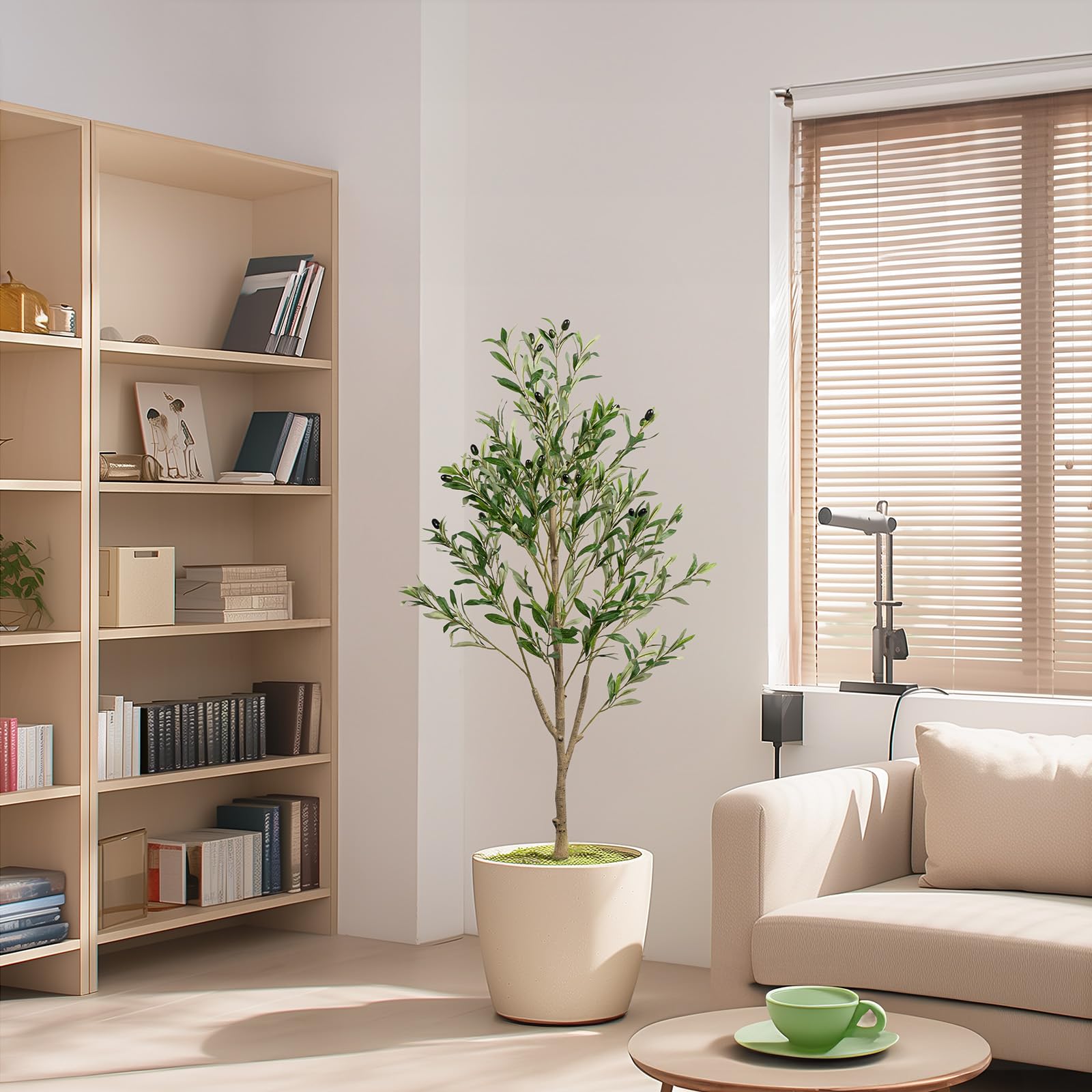 Factory Made 4FT Artificial Olive Tree, Indoor Faux Olive Tree Fake Potted Silk Olive Tree Plants with Lifelike - Image 4
