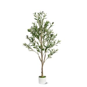 Factory Made 4FT Artificial Olive Tree, Indoor Faux Olive Tree Fake Potted Silk Olive Tree Plants with Lifelike