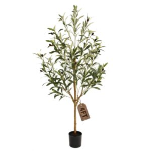 Factory Direct 4FT Olive Trees Artificial Indoor,Fake Olive Tree with Natural Wood Trunk and Olive Branches and Lifelike Fruits