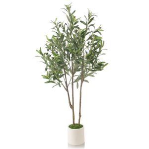 Bulk Wholesale 4ft Olive Trees Artificial Indoor & Outdoor, Faux Olive Tree with Lively Artificial Trunk and Lifelike Fruits