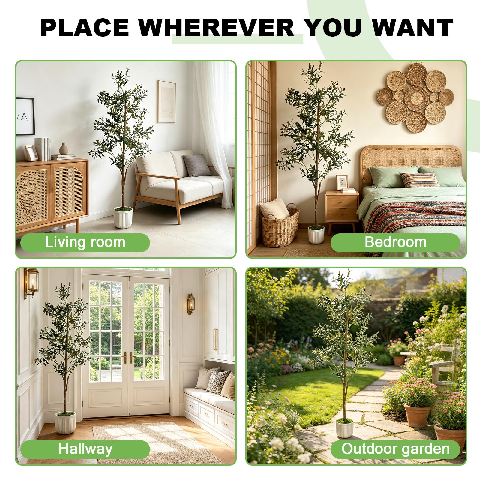 6FT Artificial Olive Tree Large Indoor 180cm Plant Decor with Branches and Fruits Suitable for Interior Home - Image 4