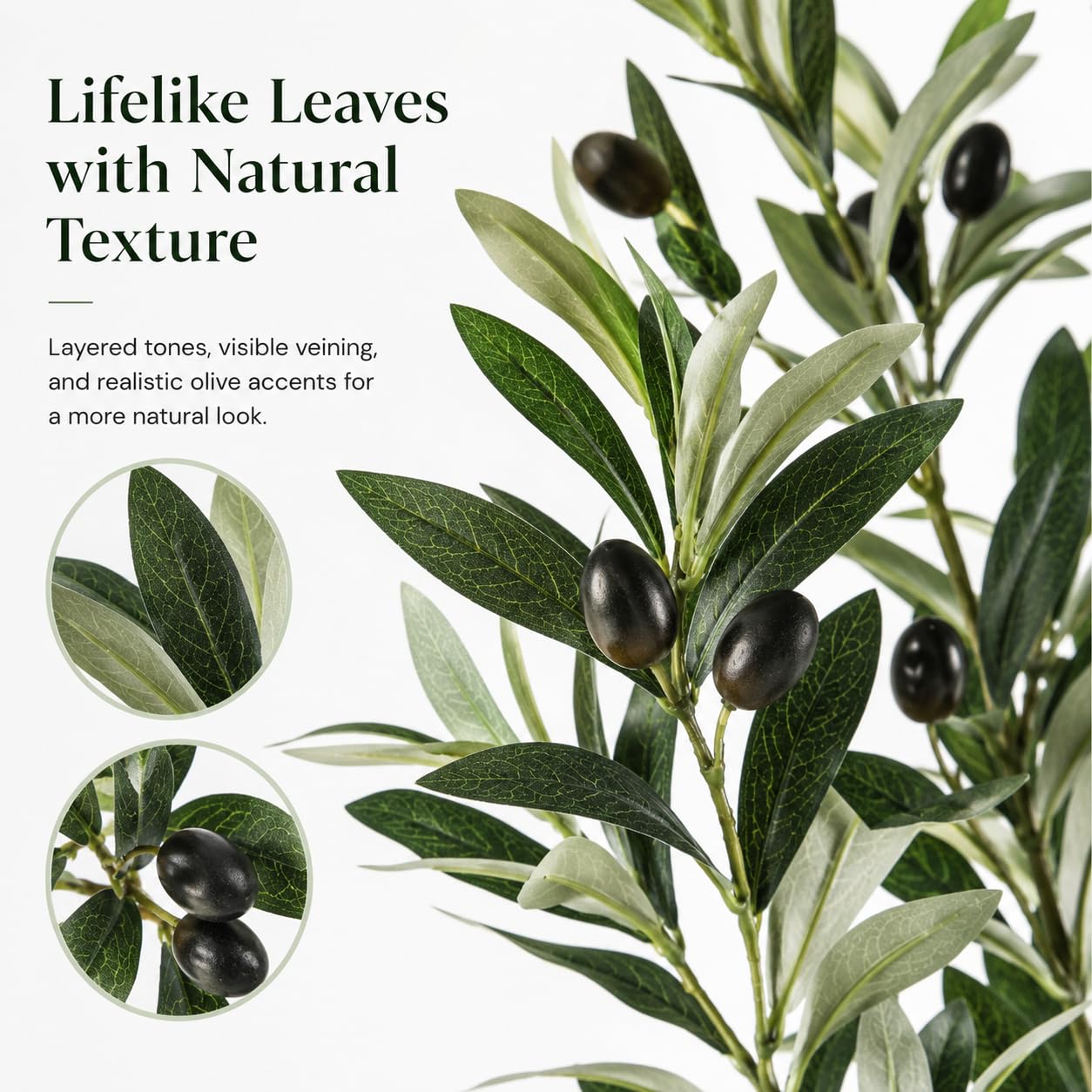 Custom Design 7FT Artificial Olive Tree with White Tall Planter, Large Faux Olive Tree with Thick Trunk - Image 4