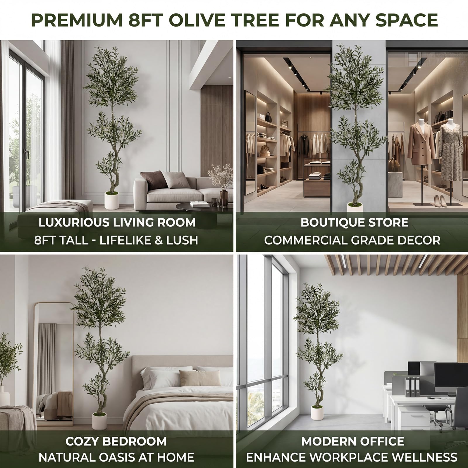 Factory Supply 8ft Spherical Fake Olive Tree Artificial Indoor,Faux Olive Tree with Pot,Large Olive Branches and Lifes - Image 7