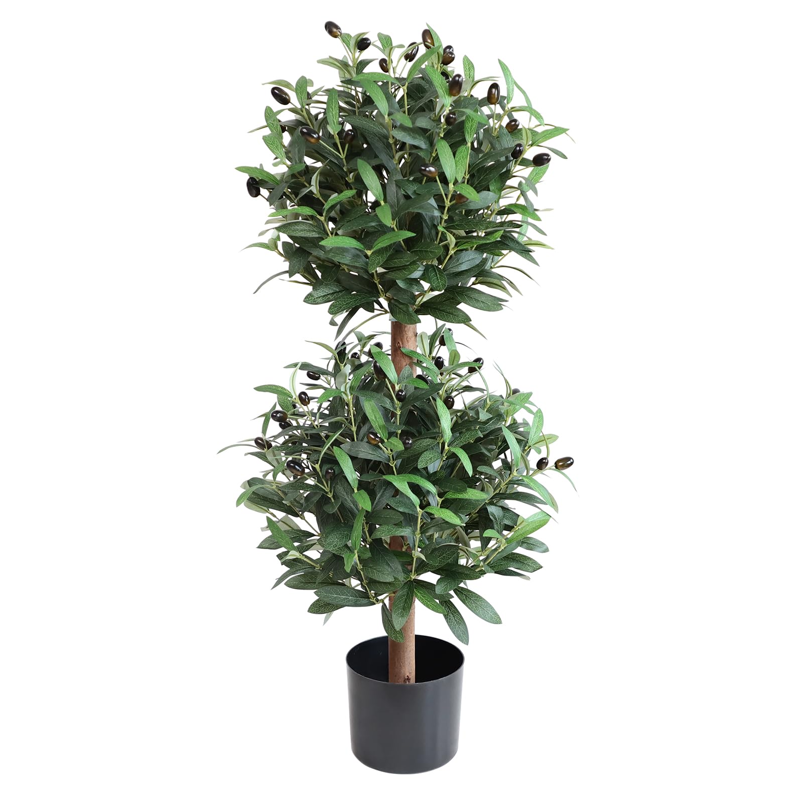 Bulk Supply Factory Artificial Olive Double Ball Topiary Trees, 3FT Faux Olive Topiary Tree, 35 Inch Fake Potted