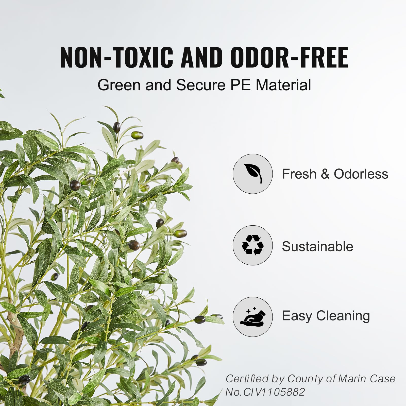 China Manufacturer 5FT Artificial Olive Tree, PE Faux Potted Plant with Anti-Tip Base, Low Maintenance Lifelike Green Tree for Indoor & Outdoor Home Office Decor - Image 2