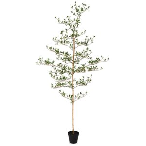 Black Olive Trees Artificial Indoor - 6ft Tall Fake Tree - Faux Floor Plants with Real Wood Trunk, Lifelike Foliage - Ideal