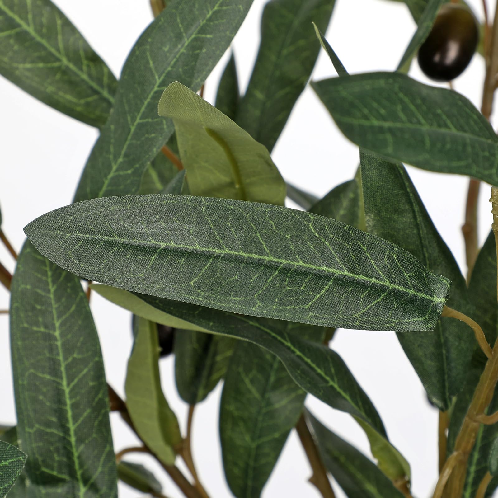 2FT 50cm Olive Trees Artificial Indoor 20 Inch Fake Olive Tree White Pot Faux Olive Greenery for Home - Image 3