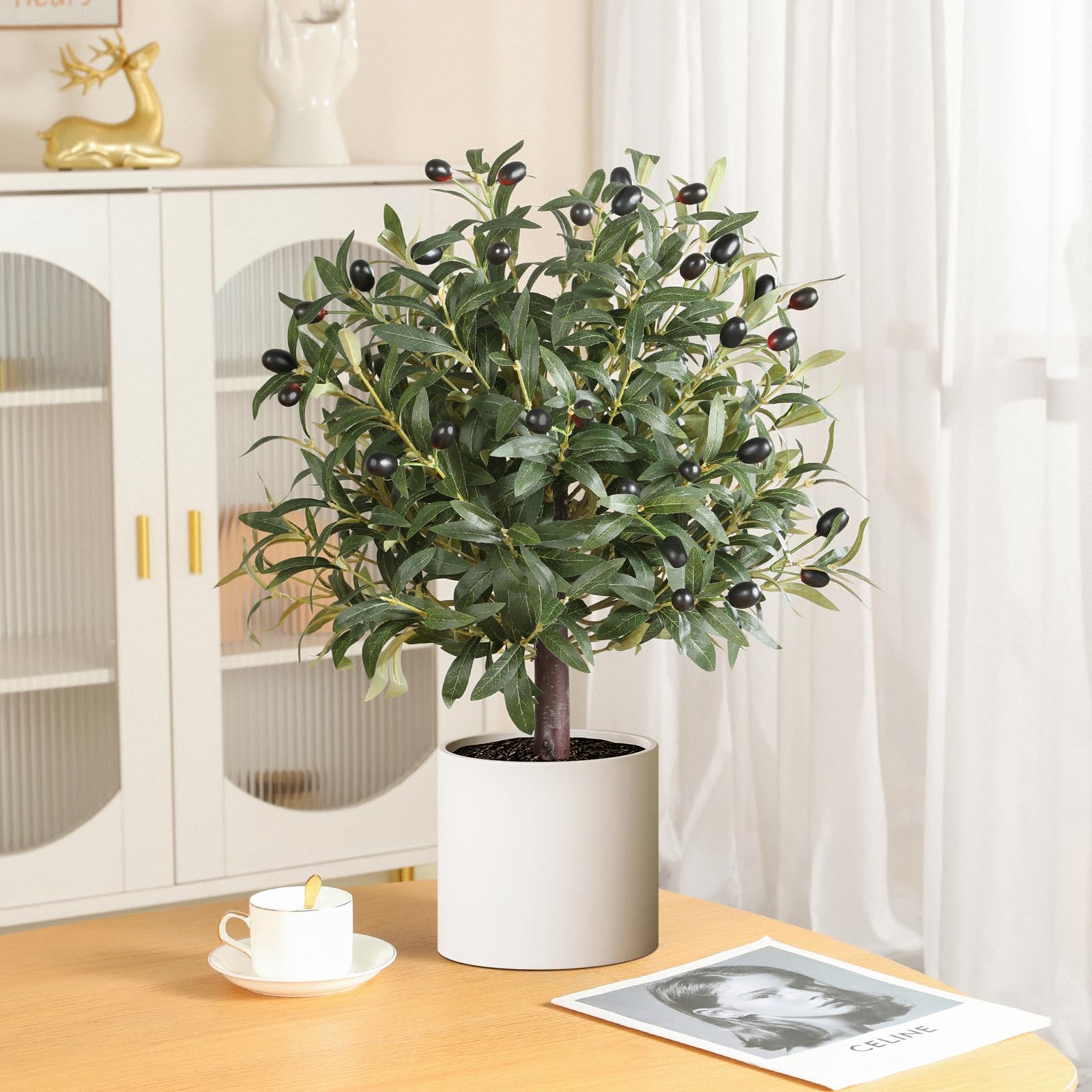 2FT Artificial Olive Topiary Ball 60cm Tree with Leaves and Fruits China Manufacturer Olive Boxwood Topiary Ball Potte - Image 7