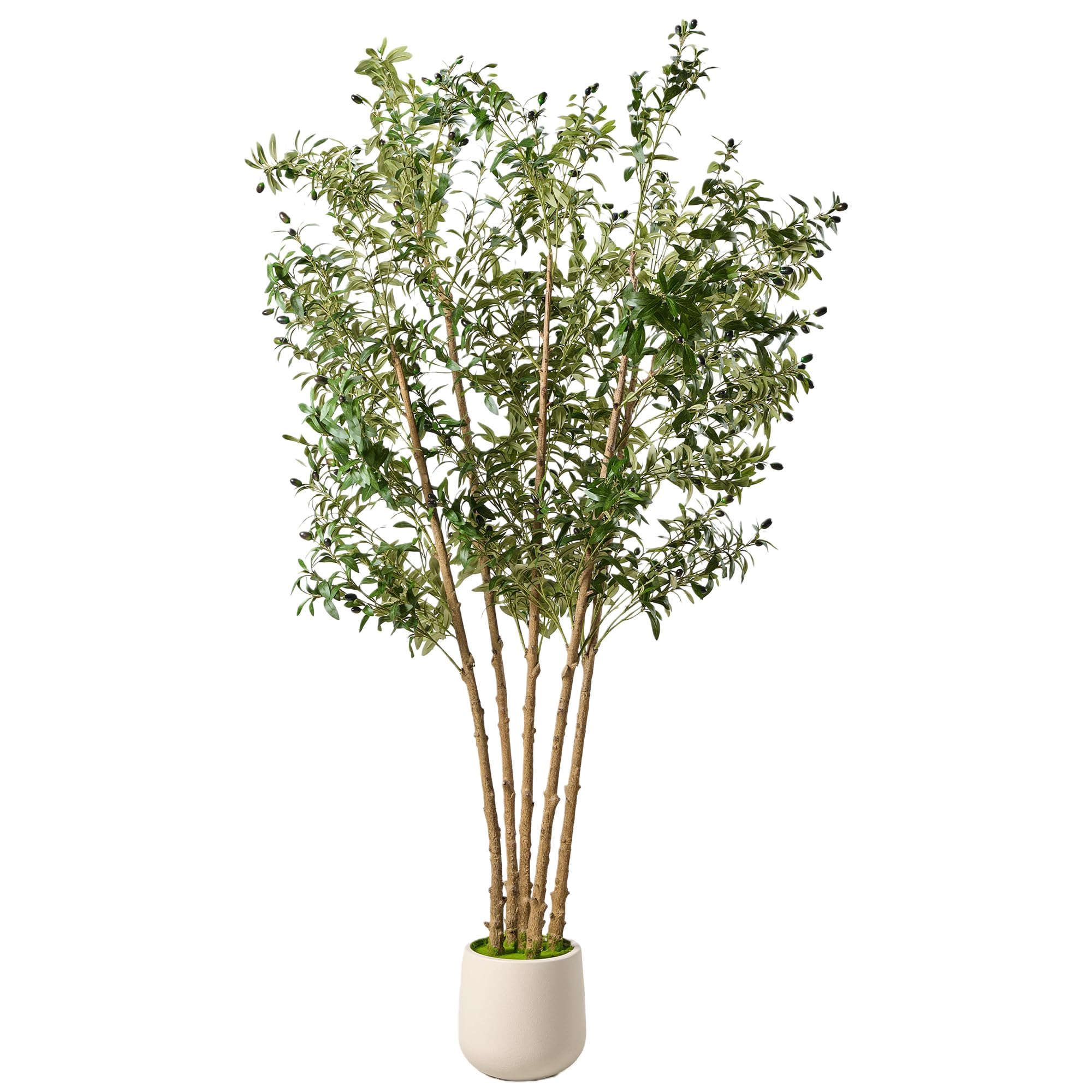 Wholesale Custom 7FT Artificial Olive Tree Multi-Trunk Wide 47 Inches, Real Touch Large Fake Olive Tree with Green Moss