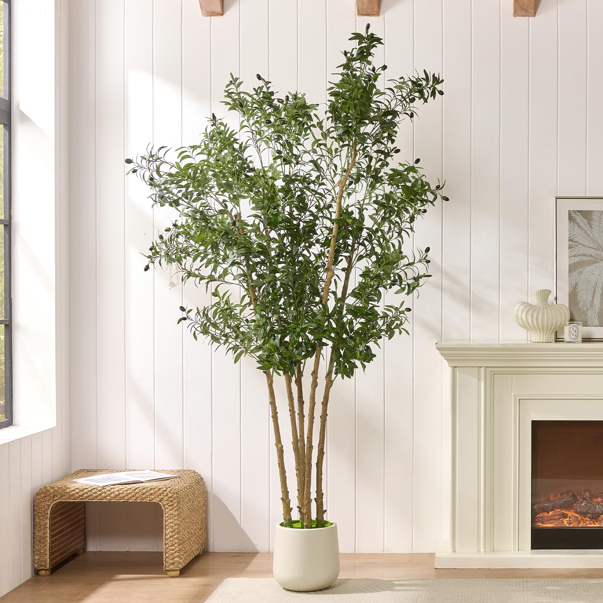 Wholesale Custom 7FT Artificial Olive Tree Multi-Trunk Wide 47 Inches, Real Touch Large Fake Olive Tree with Green Moss - Image 4