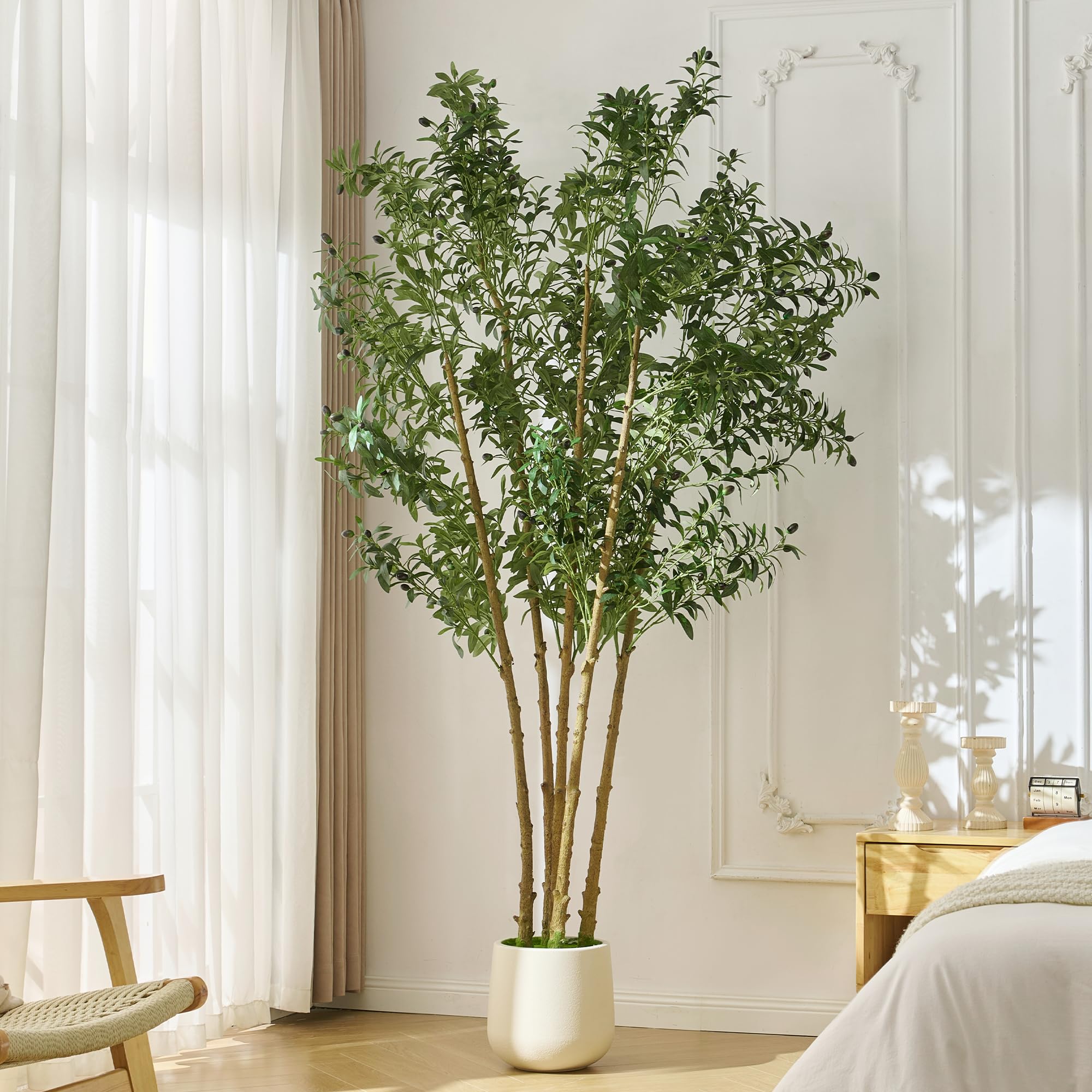 Wholesale Custom 7FT Artificial Olive Tree Multi-Trunk Wide 47 Inches, Real Touch Large Fake Olive Tree with Green Moss - Image 5