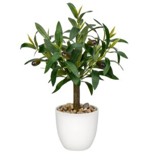 Factory Manufactured 1FT 37cm Fake Olive Tree, Wholesale 18 Inch Artificial Olive Greenery in White Pot, Indoor Home Faux Olive Plant