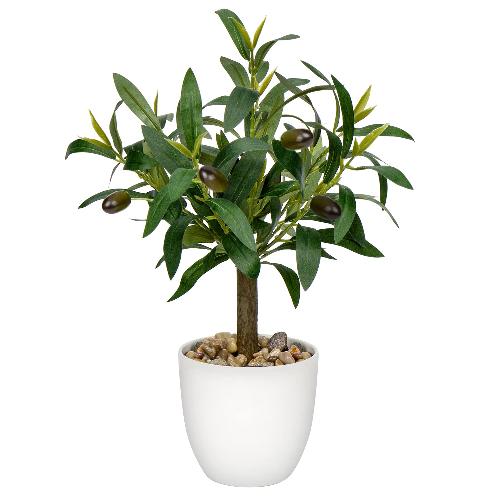 Factory Manufactured 1FT 37cm Fake Olive Tree, Wholesale 18 Inch Artificial Olive Greenery in White Pot, Indoor Home Faux Olive Plant