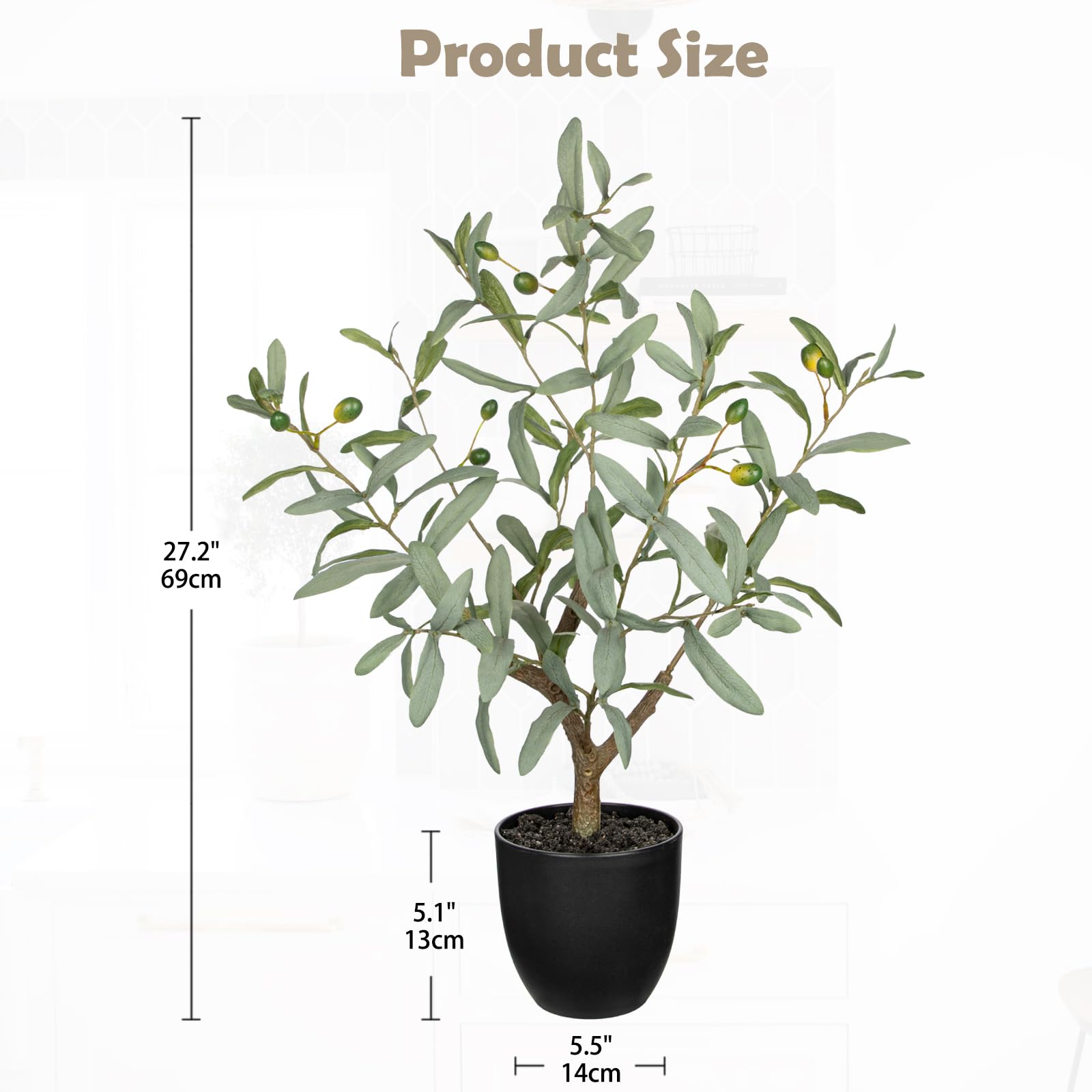 70cm Artificial Olive Tree Factory Wholesale, 27 Inch Fake Olive Greenery with White Pot, Faux Olive Tree for Indoor Home Decor Factory Manufactured - Image 2