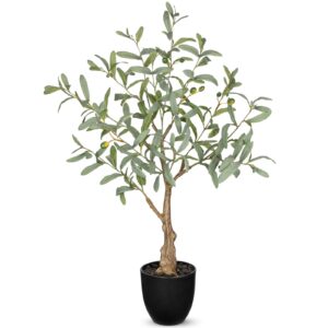 Factory Direct Wholesale 2FT 70cm Faux Olive Tree, 30 Inch Fake Olive Plant with White Pot, Artificial Olive Greenery for Indoor Home Decoration