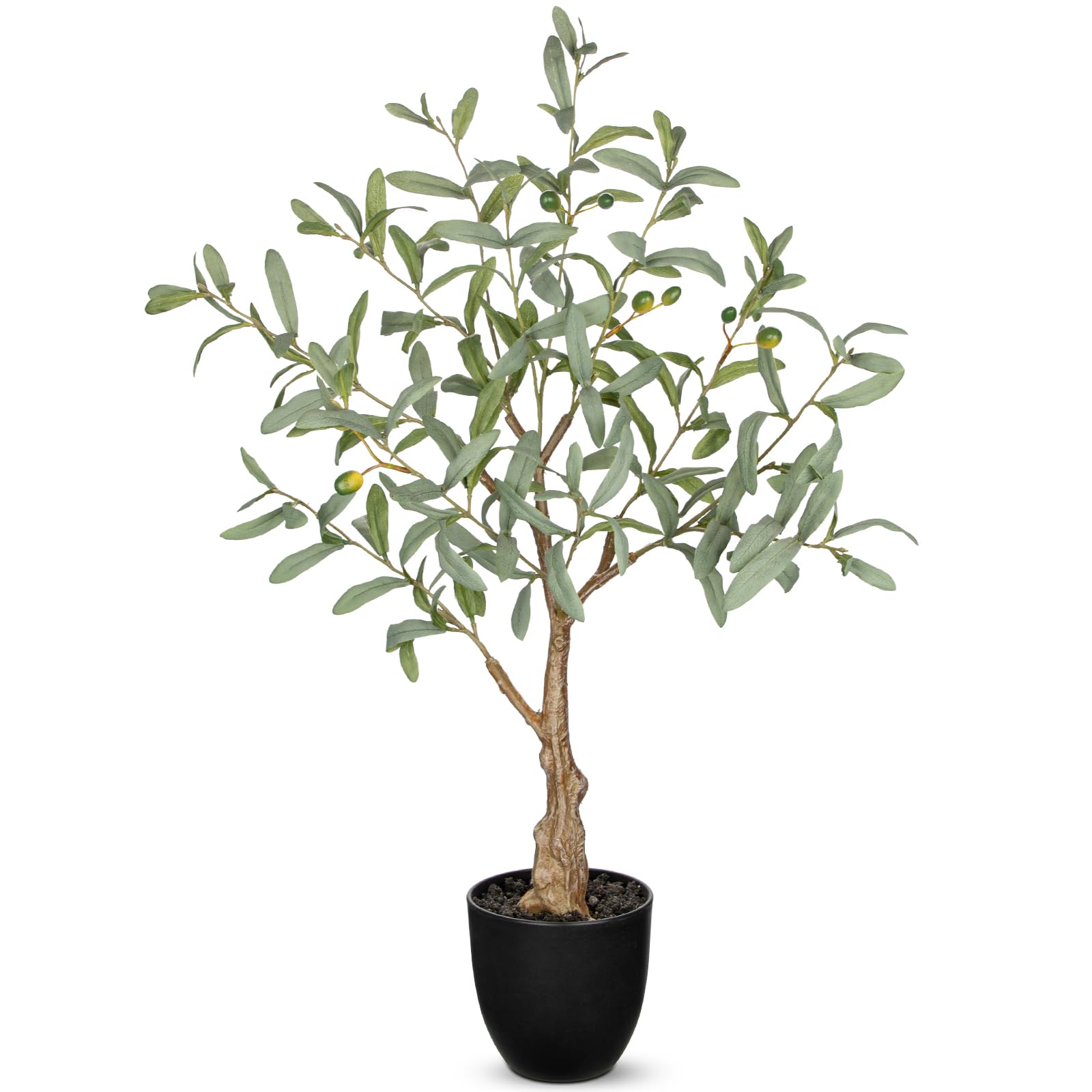 Factory Direct Wholesale 2FT 70cm Faux Olive Tree, 30 Inch Fake Olive Plant with White Pot, Artificial Olive Greenery for Indoor Home Decoration