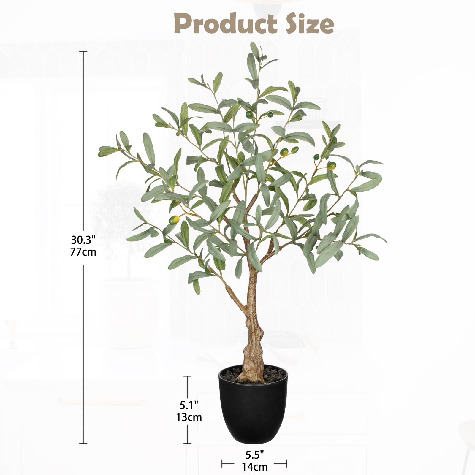 Factory Direct Wholesale 2FT 70cm Faux Olive Tree, 30 Inch Fake Olive Plant with White Pot, Artificial Olive Greenery for Indoor Home Decoration - Image 2