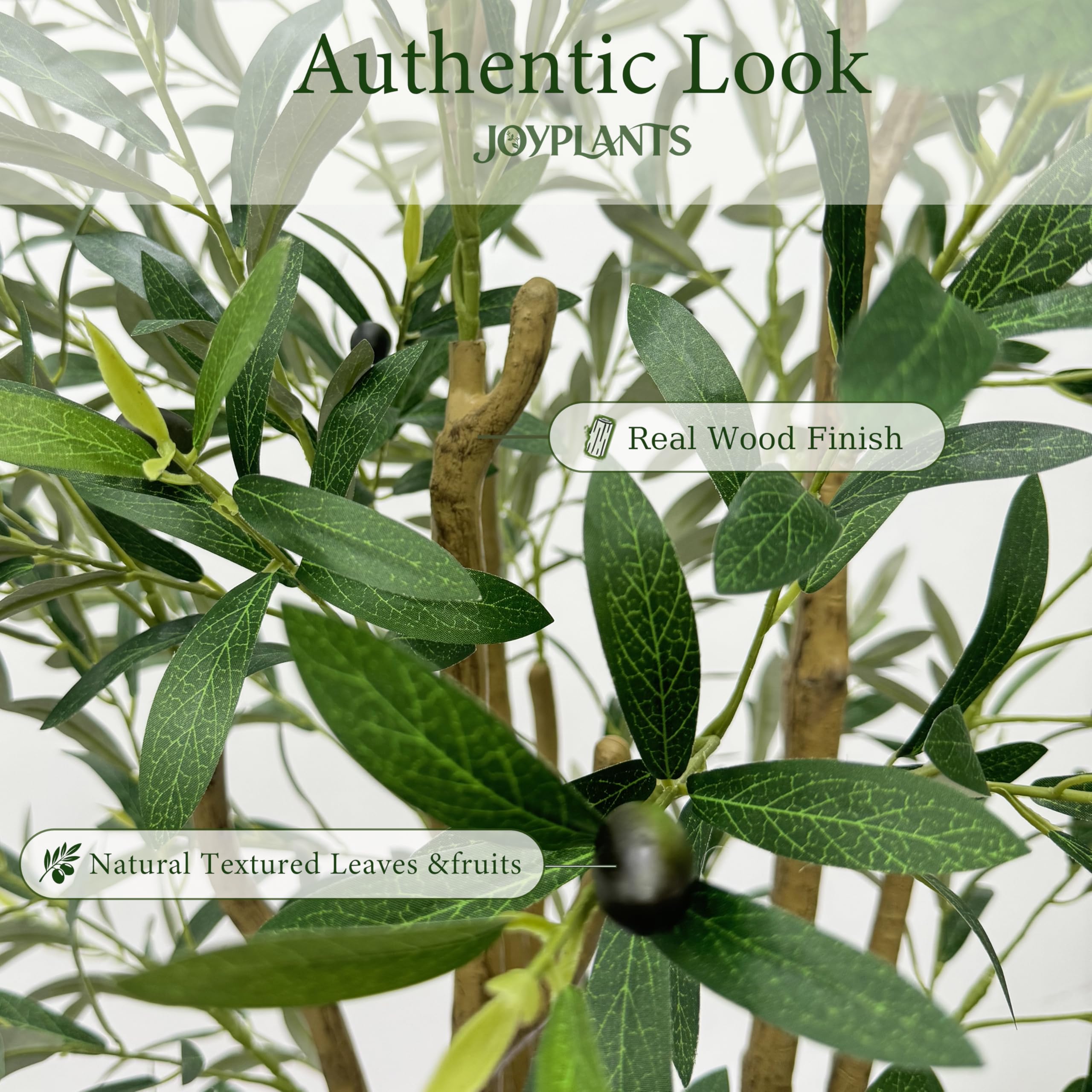 Bulk Wholesale Artificial Olive Tree 6FT Tall Realistic Fruits Trunks Leaves with White Pot - Image 4