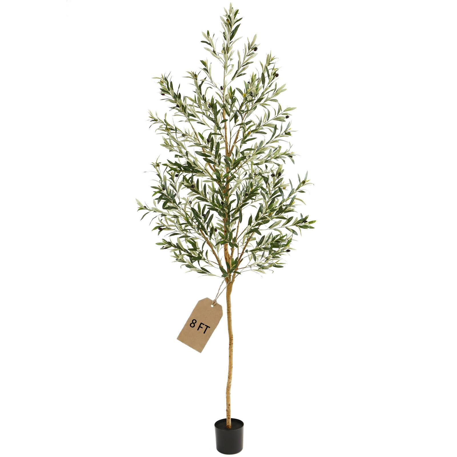 Factory Direct Supply 8FT Olive Trees Artificial Indoor,Fake Olive Tree with Natural Wood Trunk and Olive Branches and Life