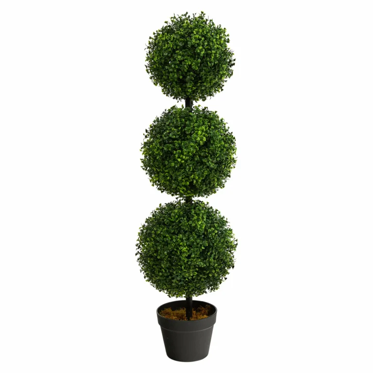 Artificial Boxwood Topiary Tree, Fake Potted Topiary Shrub for Garden Decor