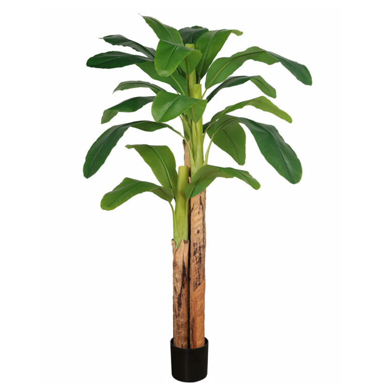 Artificial banana tree with realistic large green leaves for tropical interior decoration