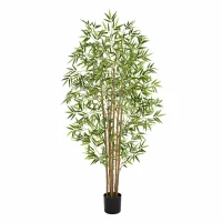 Realistic artificial bamboo tree with natural green leaves for home and office decor