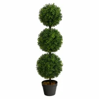 Artificial Boxwood Topiary Tree, Fake Potted Topiary Shrub for Garden Decor