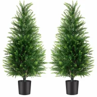 Artificial Cypress Trees, Fake Evergreen Potted Shrubs for Indoor Outdoor Decor