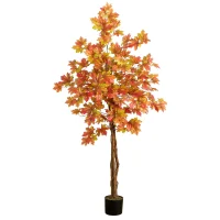 Artificial Fall Maple Tree, Fake Potted Autumn Maple Plant for Decoration